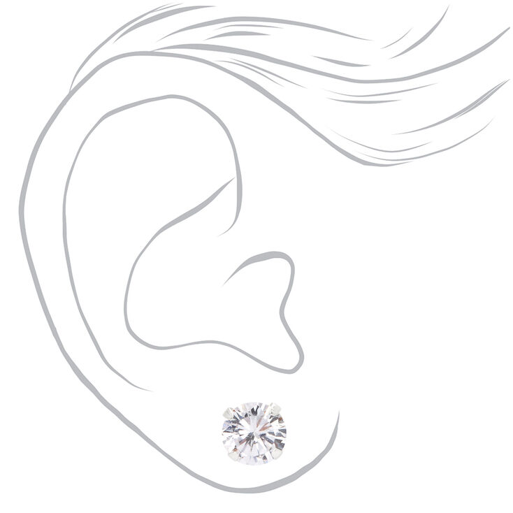 C LUXE by Claire&#39;s Sterling Silver Cubic Zirconia 8MM Round Martini Stud Earrings,