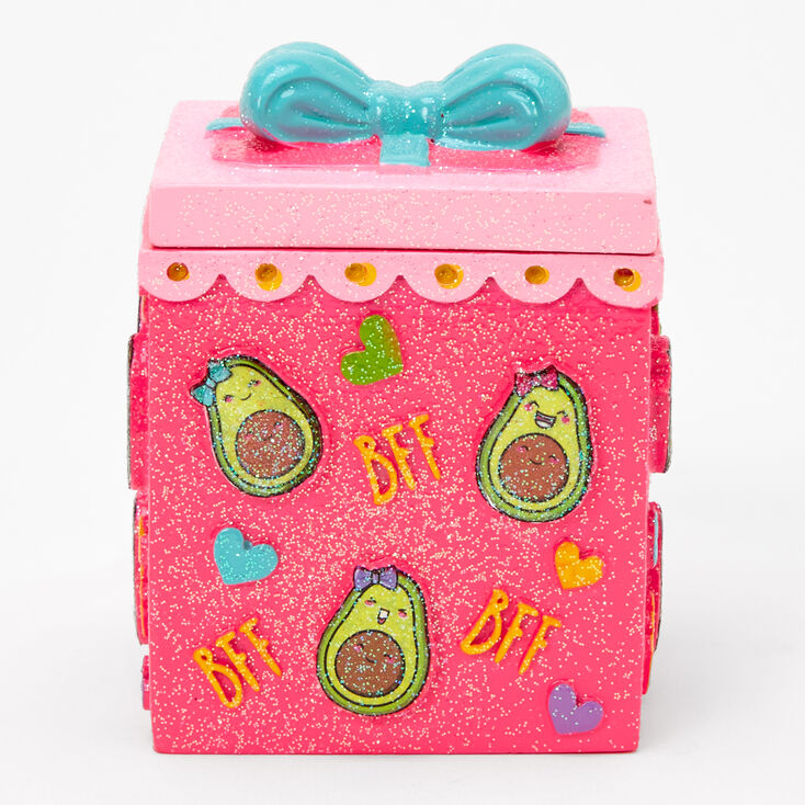 Glitter Avocado Trinket Keepsake Box - Pink,