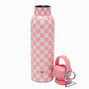 Pink Checkered Stainless Steel Water Bottle,