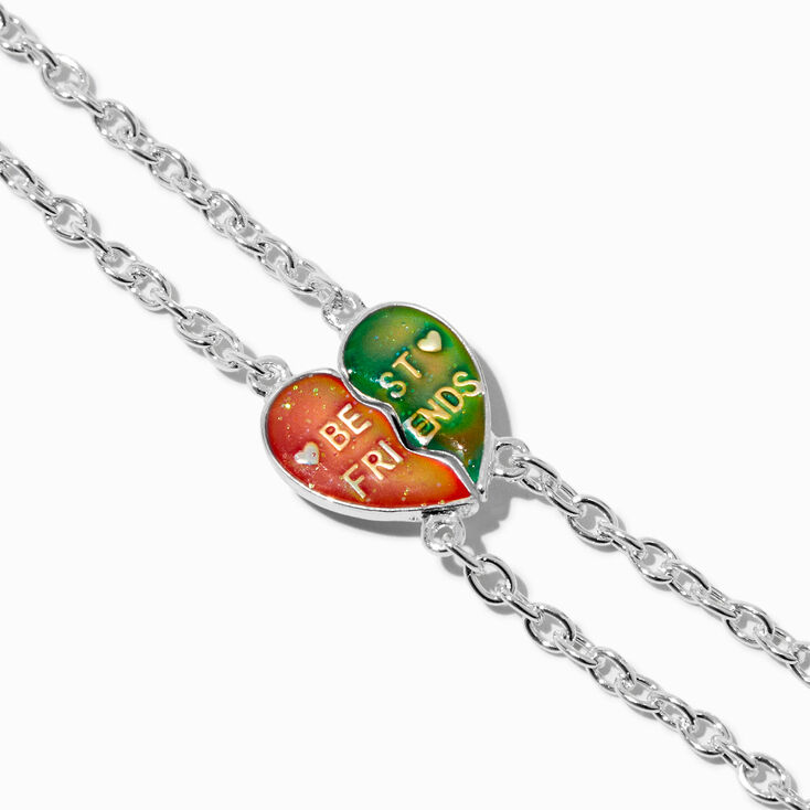 Lot de 2&nbsp;bracelets d&#39;humeur best friends &agrave; breloque en forme de c&oelig;ur,