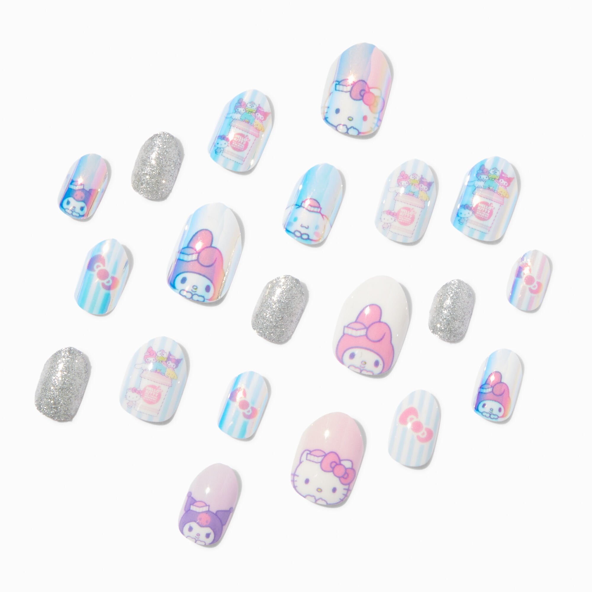 Hello Kitty® And Friends Claire's Exclusive Snack Shop Stiletto Press On Faux Nails - 20 Pack,