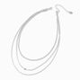 Silver-tone Cubic Zirconia Bezel Laser Multi-Strand Chain Necklace,