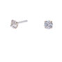 Sterling Silver Cubic Zirconia Round Stud Earrings - 3MM,