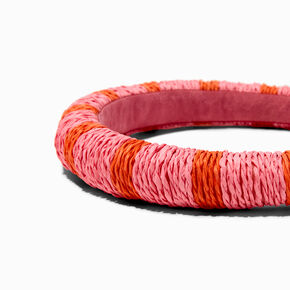 Pink &amp; Orange Striped Rattan Headband,