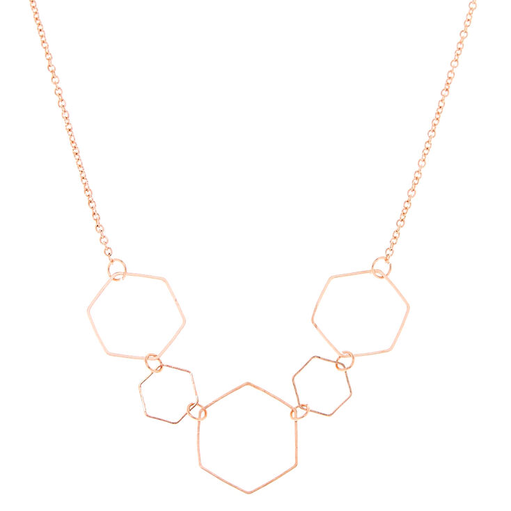 Rose Gold Hexagon Statement Necklace,
