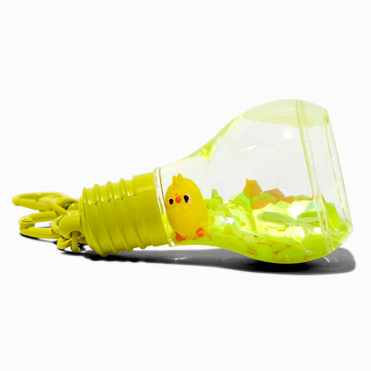Porte-cl&eacute;s remplis d&#39;eau poussin et ampoule jaune,
