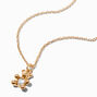 Gold April Birthstone Teddy Bear Pendant Necklace,