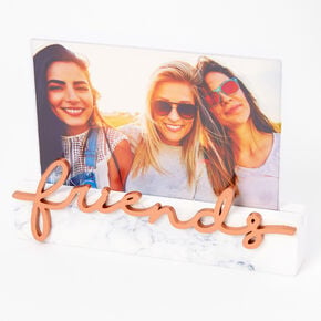 Rose Gold Friends Marbled Photo Frame - White,