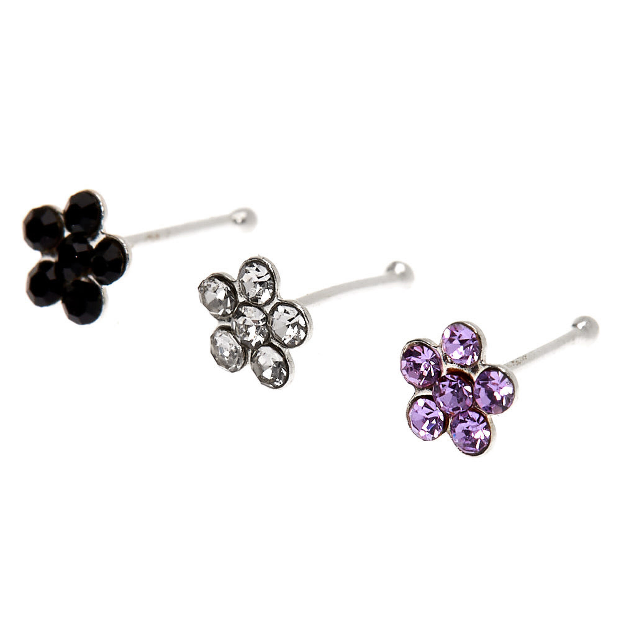 Claire's Gold Titanium 18G Flower, Heart & Star Nose Studs - 3 Pack