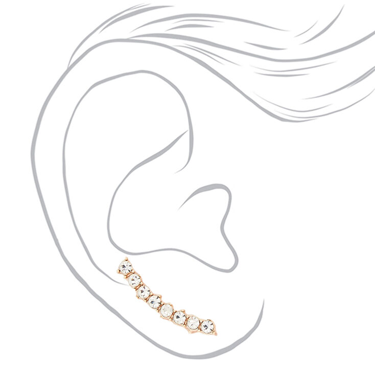 Rose Gold Embellished Curved Ear Crawler Earrings,