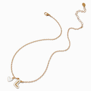 Collier &agrave; pendentif c&oelig;ur &agrave; initiale bulle blanche - L,