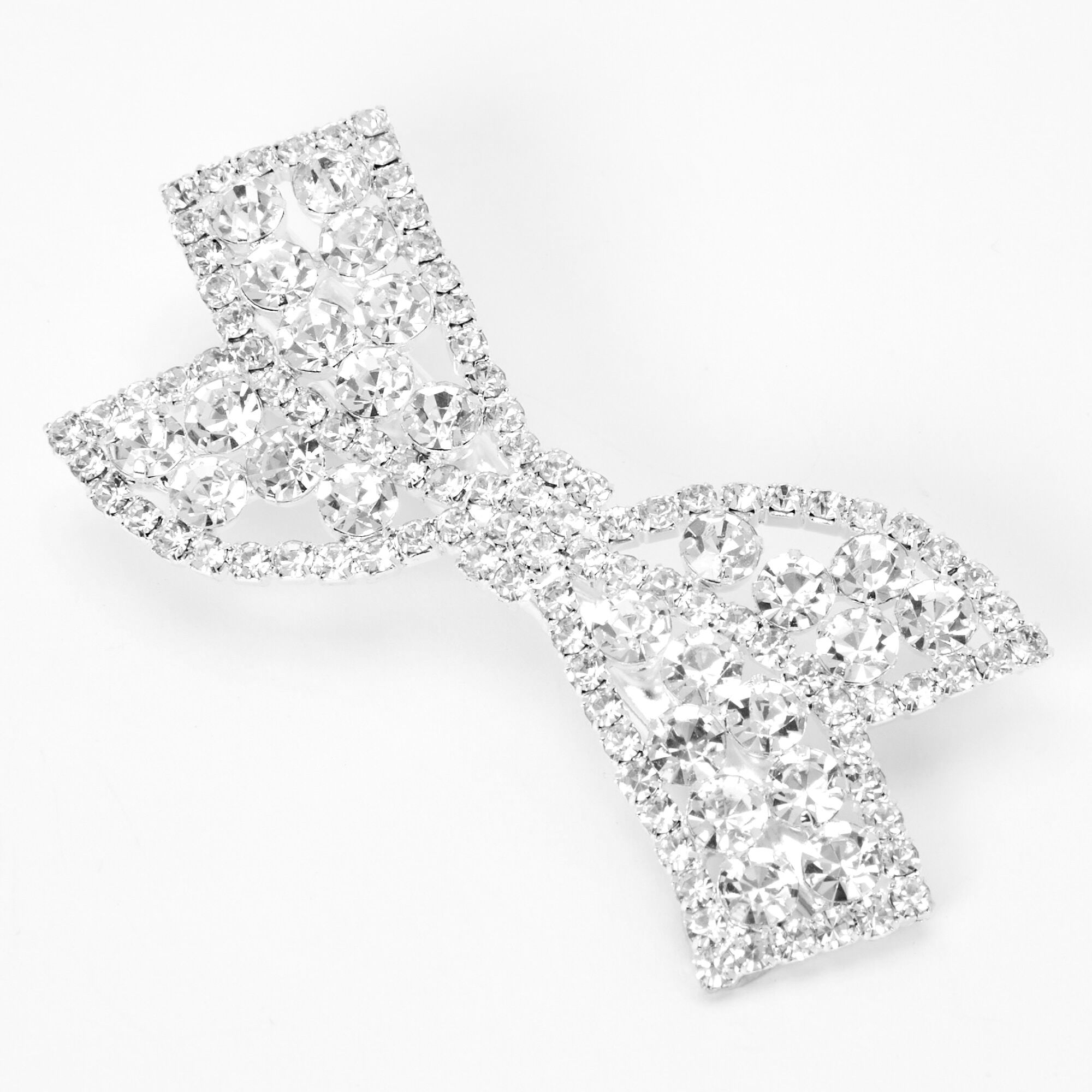 View Claires Tone Rhinestone Bow Hair Clip Silver information