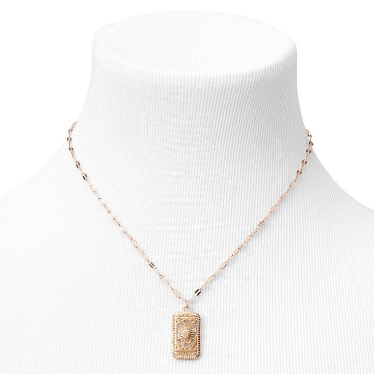 Gold Sun Tarot Rectangle Pendant Necklace,