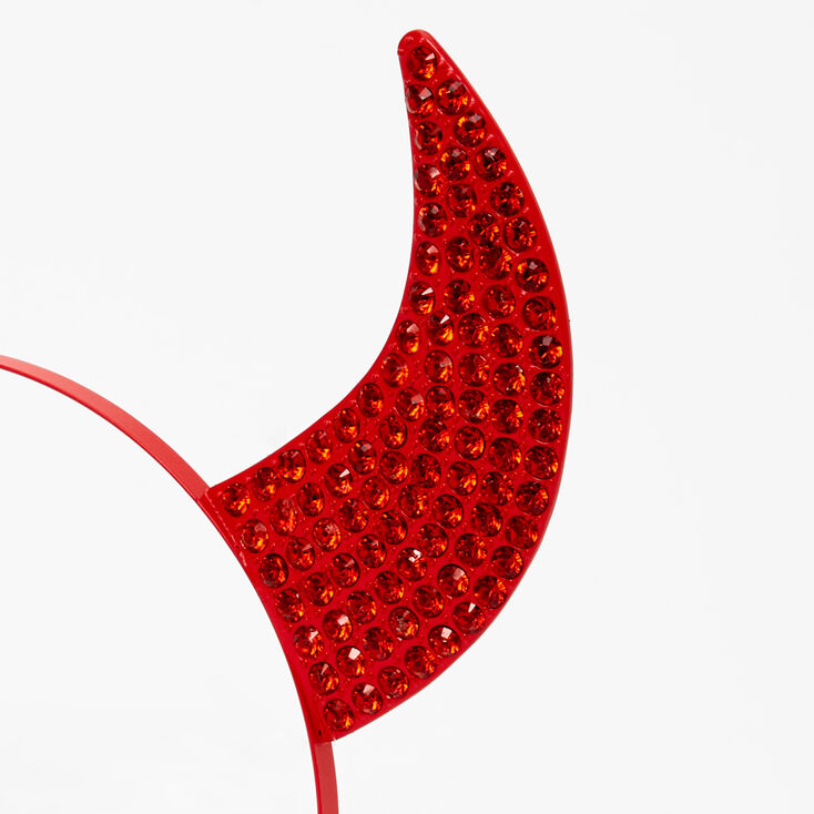 Faux Gem Devil Horns Headband - Red,