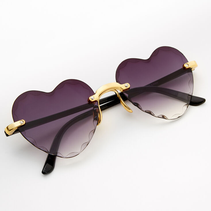 Black Heart Textured Rim Sunglasses,