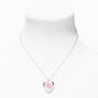 Pink Embellished Initial Glitter Heart Locket Necklace  - C,