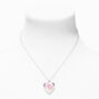 Pink Embellished Initial Glitter Heart Locket Necklace &#40;C&#41;,