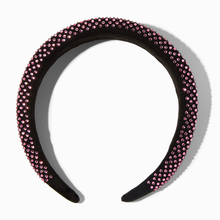 Embellished Puffy Headband - Pink/Black,