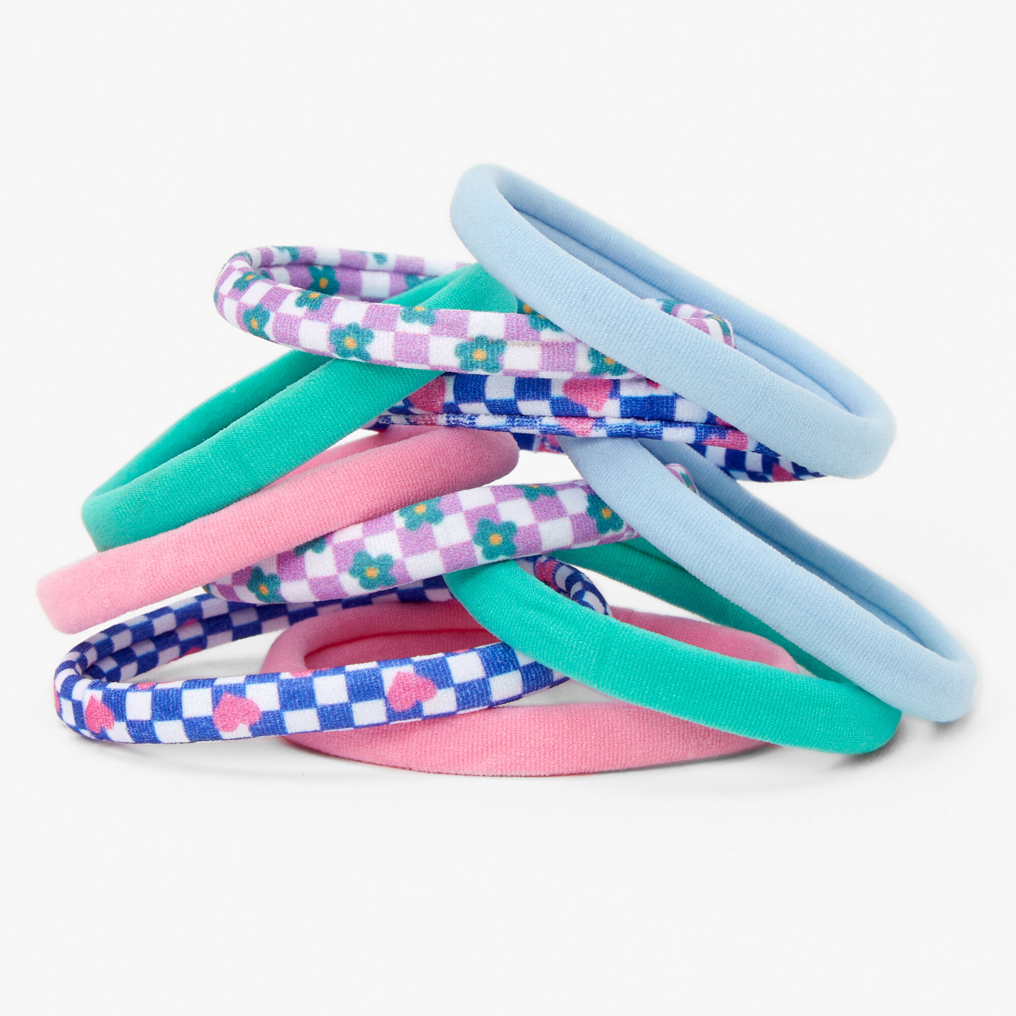 Daisy Check Rolled Hair Ties (10 pack),