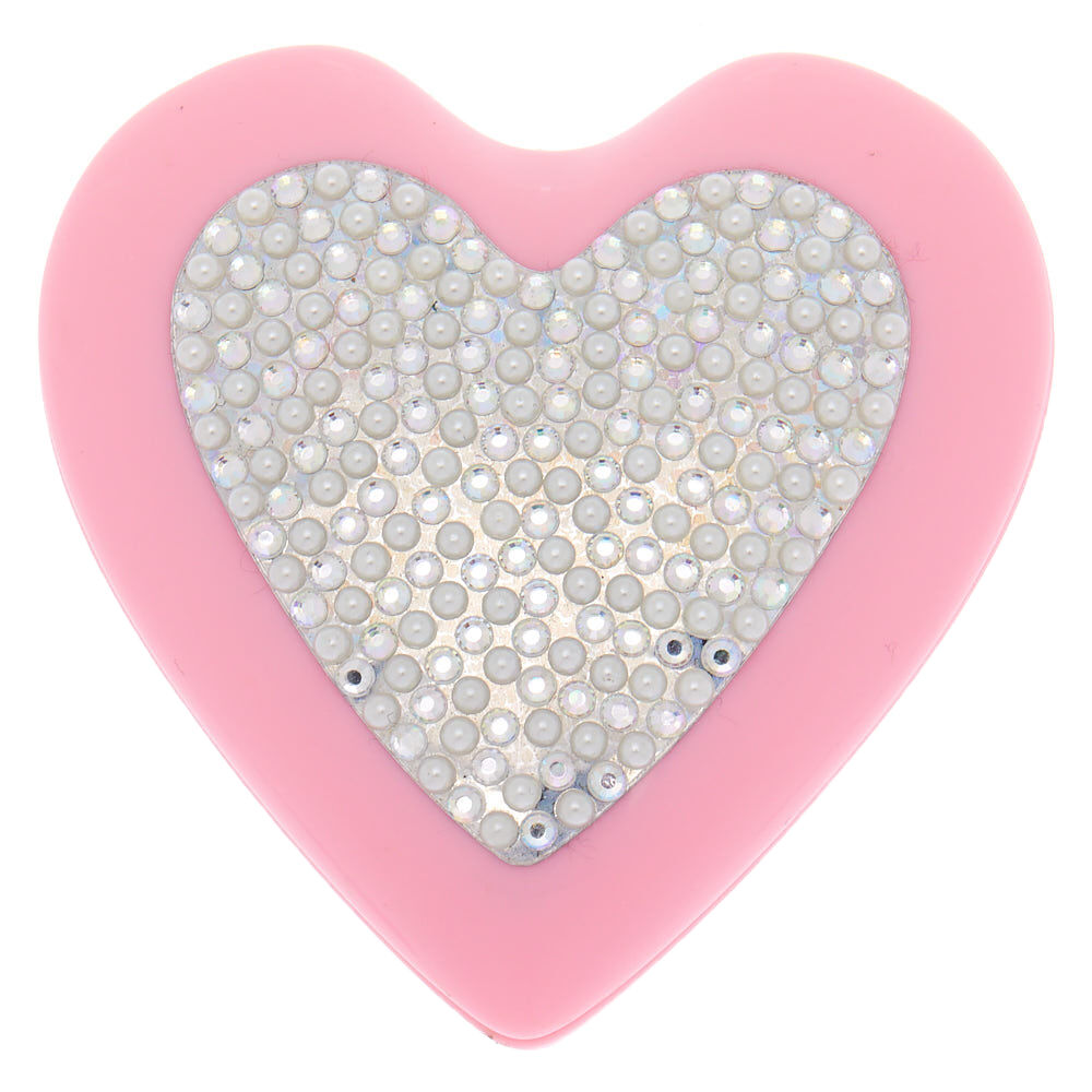 Claire's Club Heart Bling Pop Up Hair Brush - Pink,