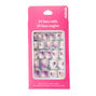 Lot de 24 faux ongles &agrave; paillettes rose et violet,