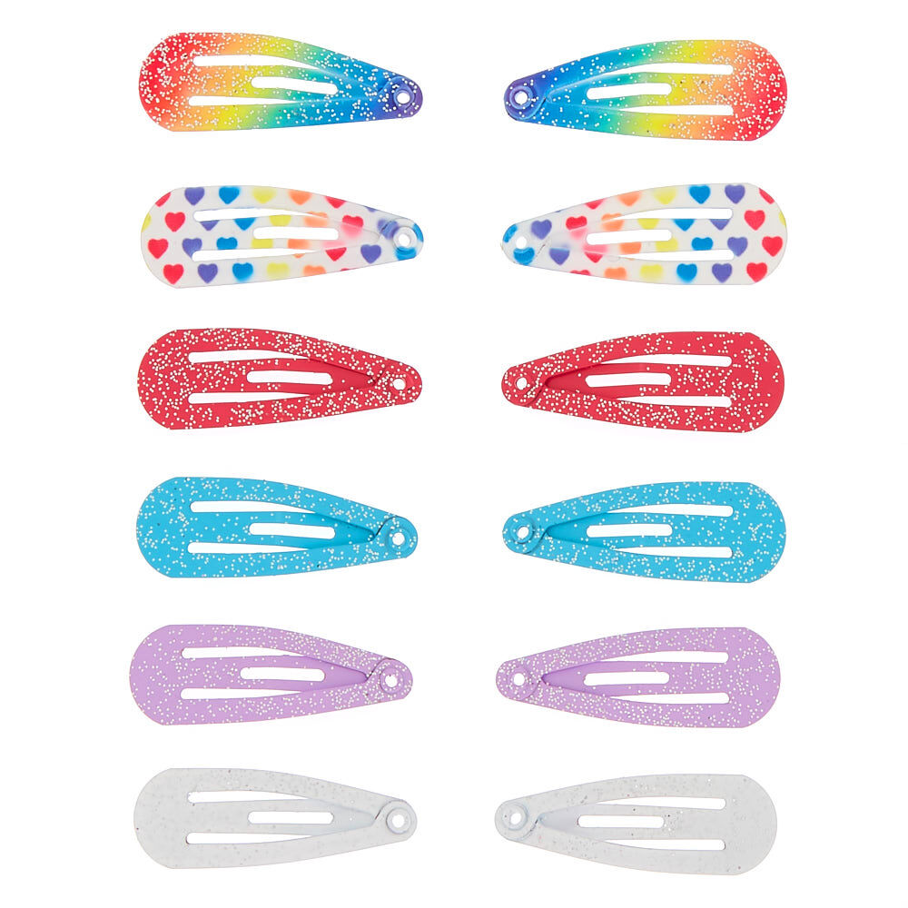 Claire's Club Rainbow Snap Hair Clips - 12 Pack,
