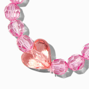 Claire&#39;s Club Pink Heart Beaded Stretch Bracelet,