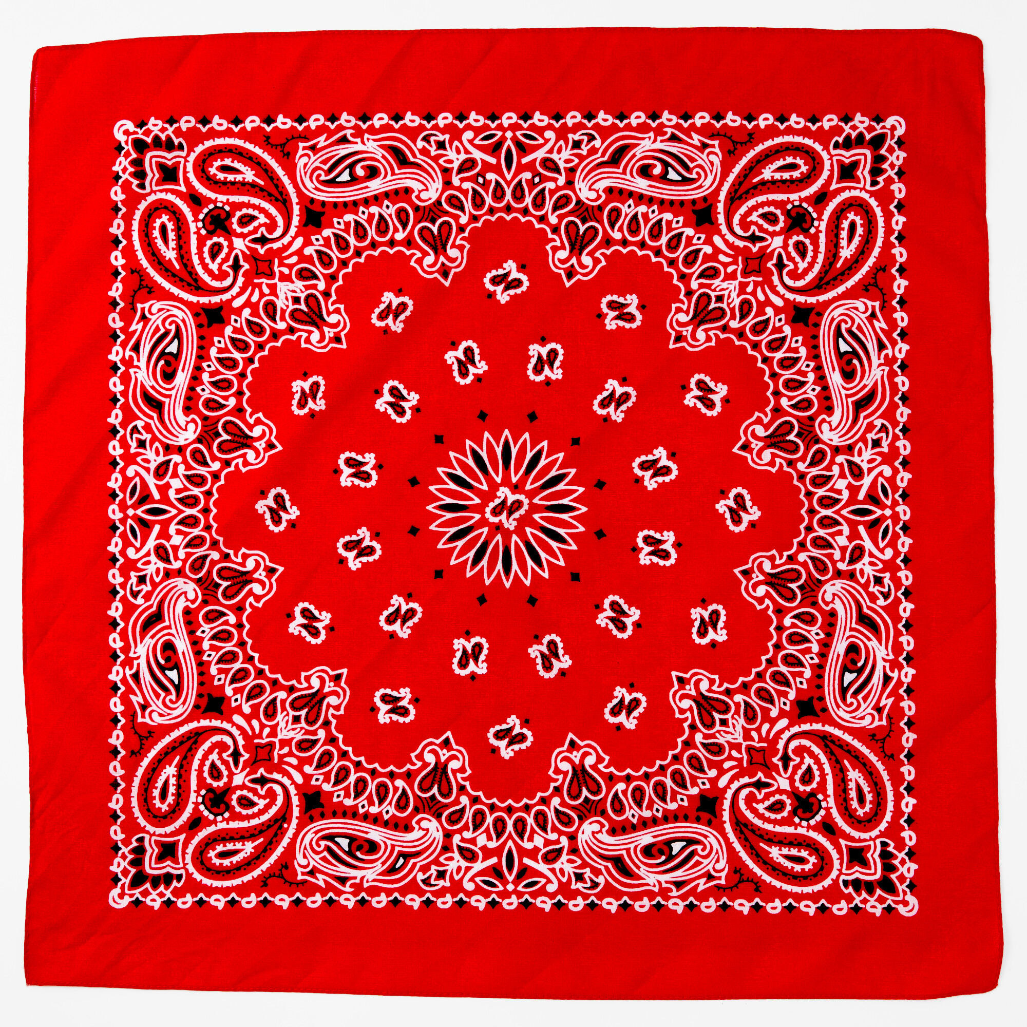 Paisley Silky Bandana Headwrap - Red,