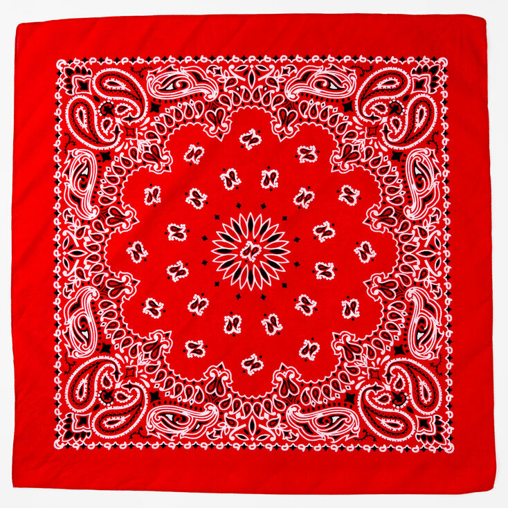 Paisley Silky Bandana Headwrap - Red,