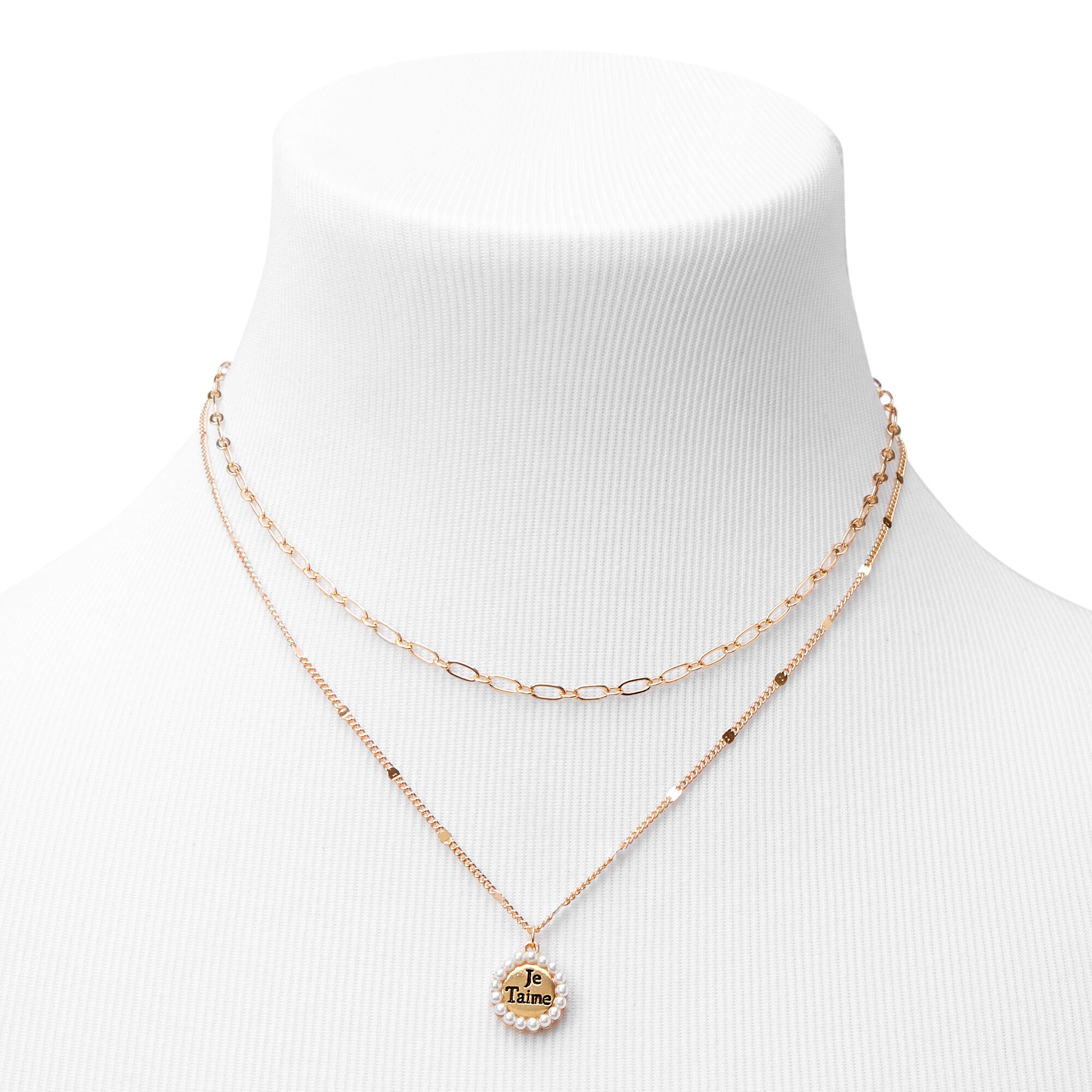 Gold Je T'aime Multi Strand Pendant Necklace,