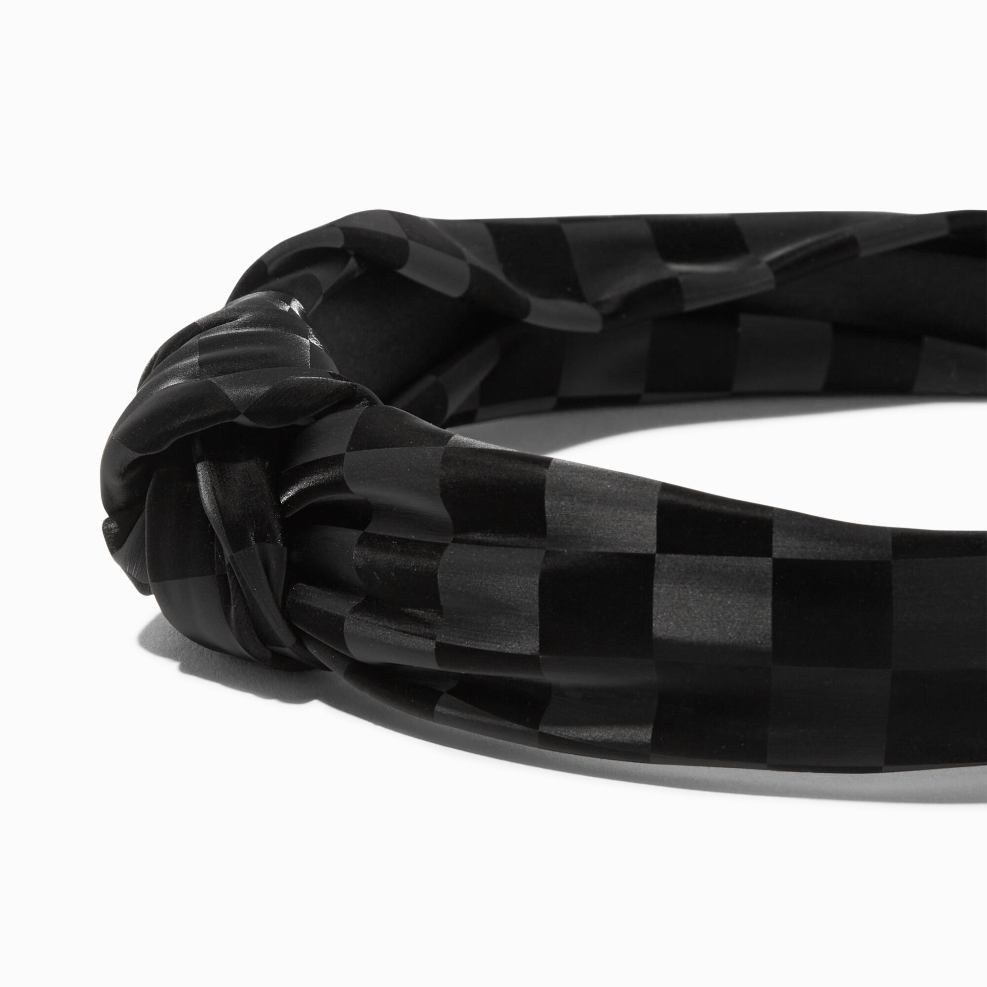 Black Check Knotted Headband,