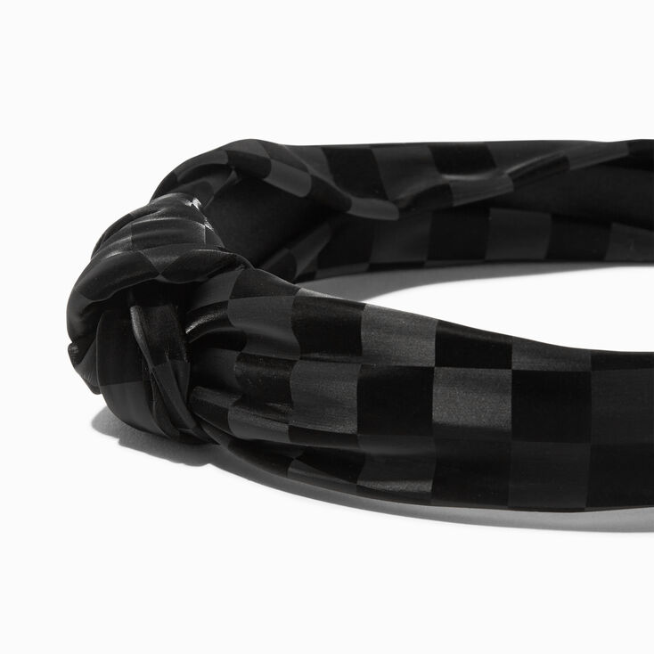 Black Check Knotted Headband,