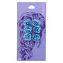 Mini Rose Flower Hair Spinners - Blue, 6 Pack,