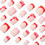 Red Heart French Tip Square Vegan Faux Nail Set - 24 Pack,