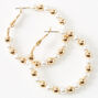 Gold 40MM Beaded Pearl Hoop Earrings - Ivory,