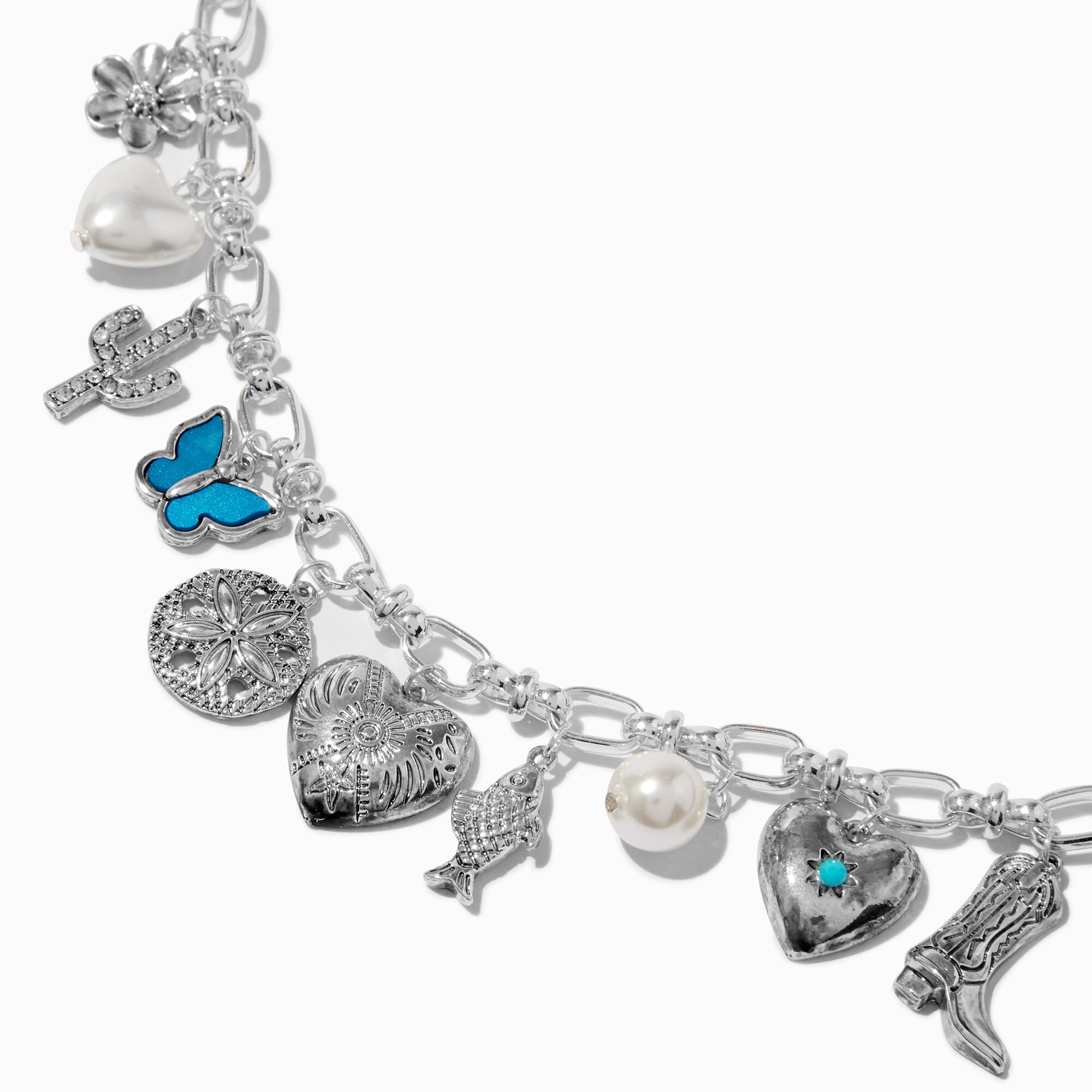 Silver-tone Cowgirl Charm Necklace,
