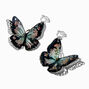 Black Filigree Butterfly 3D Clip-On Drop Earrings,