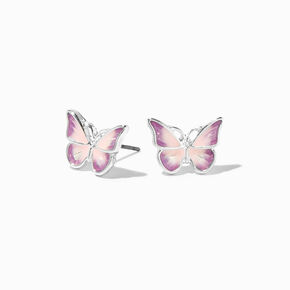 Pink &amp; Purple Ombr&eacute; Butterfly Stud Earrings,