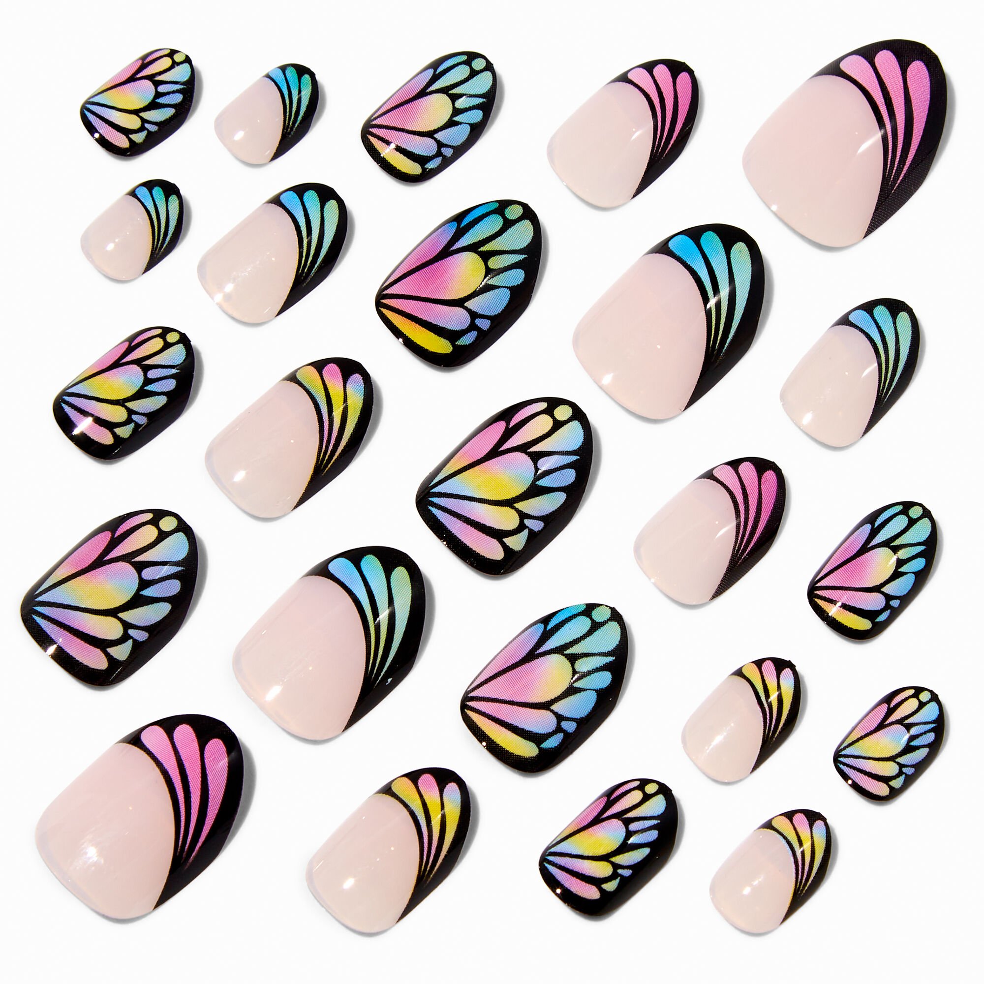 Butterfly Wing Stiletto Press On Vegan Faux Nail Set - 24 Pack,