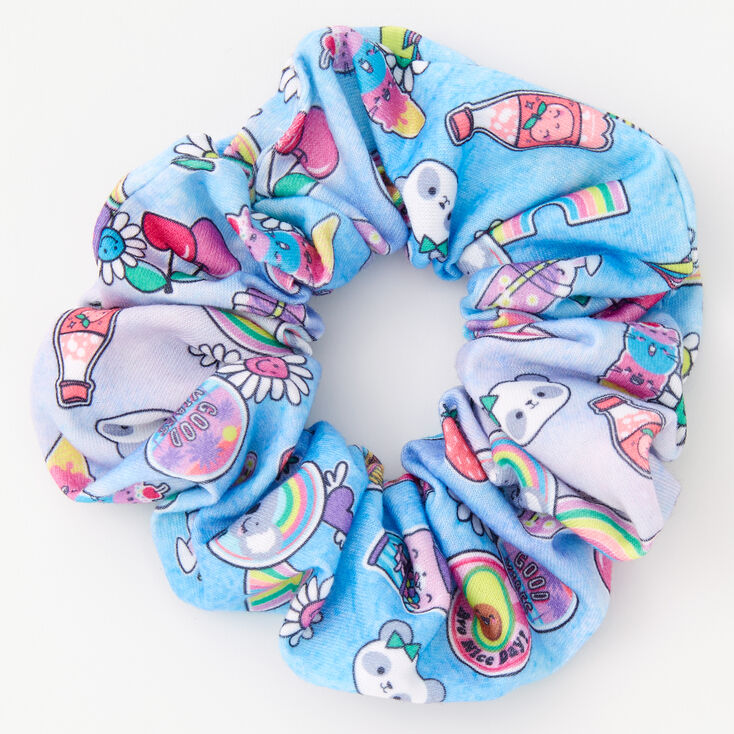 Medium Soda Pop &amp; Rainbows Hair Scrunchie - Blue,