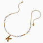 Gold-tone Bubble Initial Pastel Beaded Pendant Necklace - K,