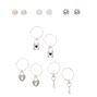 Silver Key Mixed Earrings - 6 Pack,