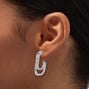 Silver-tone Crystal Double 20MM Hoop Earrings ,