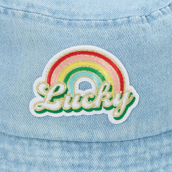 Blue Denim Lucky Rainbow Bucket Hat,