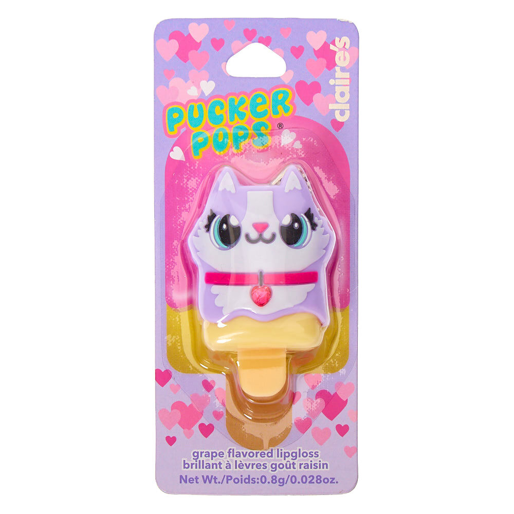 Pucker Pops Carly the Cat Lip Gloss - Grape,