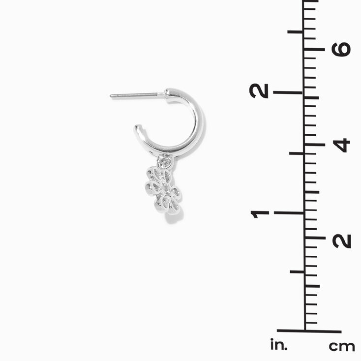 Claire&#39;s Recycled Jewellery Silver-tone Daisy 10MM Huggie Hoop Earrings,