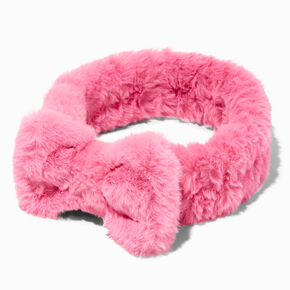 Hot Pink Furry Makeup Bow Headwrap,