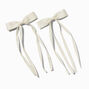 Ivory Grosgrain Ribbon Long Tail Hair Bow Clips - 2 Pack,