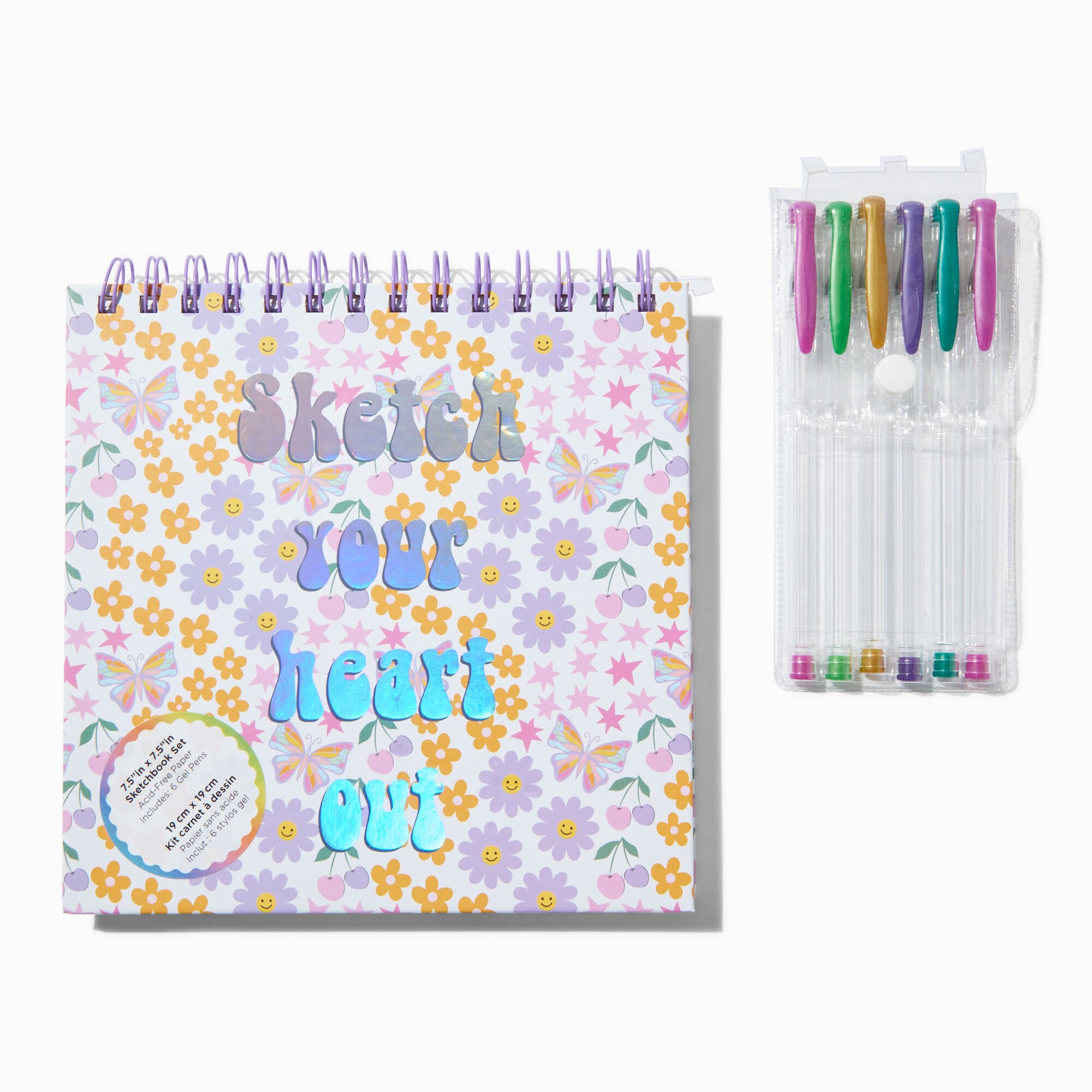 "Sketch Your Heart Out" Floral Sketchbook & Gel Pen Set,