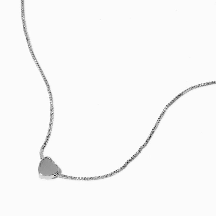 Silver-tone Mini Heart Slider Pendant Necklace,